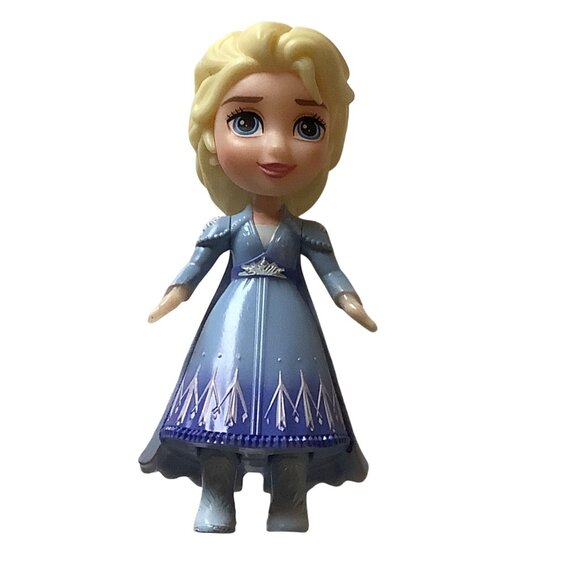 Disney Frozen Elsa Mini Posable Doll Toy Figure 3.5” Blue Dress - Picture 1 of 4